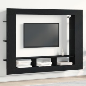 Cabinet de TV Wall-Mounted Negro Roble 152x22x113 cm de , Muebles TV - Ref: Foro24-861999, Precio: 103,37 €, Descuento: %