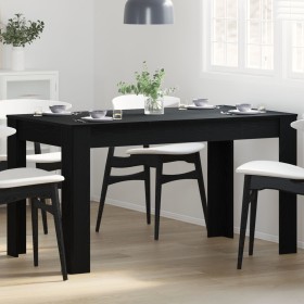 Mesa de Comedor Negra de Roble 140x74,5x76 cm de Madera de Ingeniería de , Mesas de cocina y de comedor - Ref: Foro24-862053,...