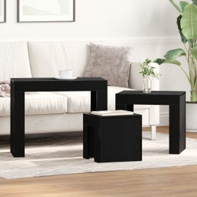 Mesas de café apilables de 3 piezas en madera de roble negro de , Mesas de centro - Ref: Foro24-862070, Precio: 69,32 €, Desc...