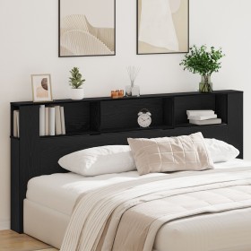 Cabecero Armario Negro Roble 220x18,5x104,5 cm de , Cabeceros y pies de cama - Ref: Foro24-862092, Precio: 107,16 €, Descuent...