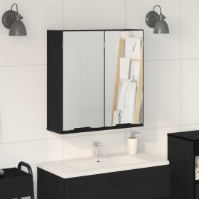 Gabinete Espejo de Baño - Roble Negro, 64x20x66.5 cm, Hecho de Madera Elaborada de , Tocadores de baño - Ref: Foro24-862096, ...