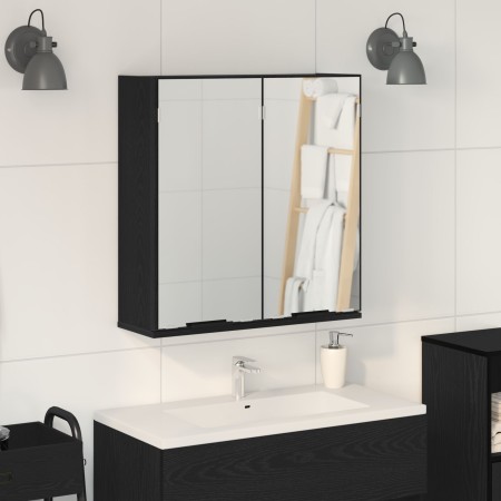 Gabinete Espejo de Baño - Roble Negro, 64x20x66.5 cm, Hecho de Madera Elaborada de , Tocadores de baño - Ref: Foro24-862096, ...