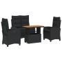Juego comedor jardín 4 piezas con cojines ratán sintético negro en Conjuntos de jardín | Comprar online en Foru.es
