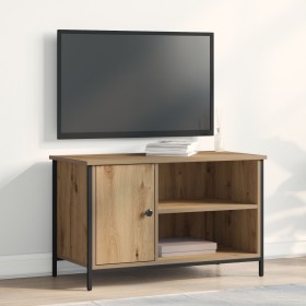 Cabinet de TV de roble artesanal 80x40x50 cm de madera procesada y acero de , Muebles TV - Ref: Foro24-862143, Precio: 63,15 ...
