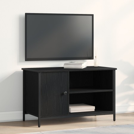 Aparador de TV Negro Roble 80x40x50 cm Madera Ingeniada y Acero de , Muebles TV - Ref: Foro24-862144, Precio: 64,87 €, Descue...