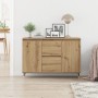 Sideboard con puertas y cajones de roble artesanal 101,5x35x70 cm de , Aparadores - Ref: Foro24-862146, Precio: 116,00 €, Des...