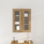 Armario de pared con puertas de vidrio en roble artesano 69,5x34x90 cm de , Aparadores - Ref: Foro24-862166, Precio: 102,16 €...
