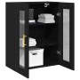 Cabinet montado en la pared de con puertas de vidrio en roble negro 69,5x34x90 cm de , Aparadores - Ref: Foro24-862167, Preci...