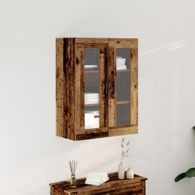 Gabinete Montado en la Pared de con Puertas de Vidrio - Madera Vieja - 69.5x34x90 cm de , Aparadores - Ref: Foro24-862168, Pr...
