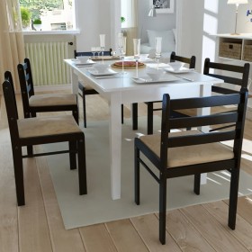 Sillas de comedor 6 unidades madera maciza y terciopelo marrón en Sillas de comedor | Comprar online en Foru.es