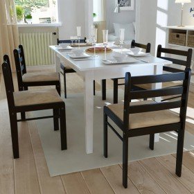 Sillas de comedor 6 unidades madera maciza y terciopelo marrón en Sillas de comedor | Comprar online en Foru.es