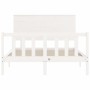 Estructura de cama con cabecero madera maciza blanco 140x190 cm de vidaXL, Camas y somieres - Ref: Foro24-3193382, Precio: 15...