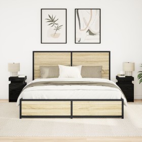 Cabinet de Noche con Luces LED 2 pcs Negro Roble 35x39x55 cm de , Mesitas de noche - Ref: Foro24-862179, Precio: 143,05 €, De...