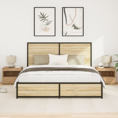 Cajones de Noche  con Luces LED 2 pcs Roble Artesanal 50x40x45 cm | Foro24.es | Tu tienda online para hogar, jardín y más Foro24.es