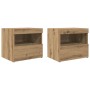 Cajones de Noche  con Luces LED 2 pcs Roble Artesanal 50x40x45 cm | Foro24.es | Tu tienda online para hogar, jardín y más Foro24.es