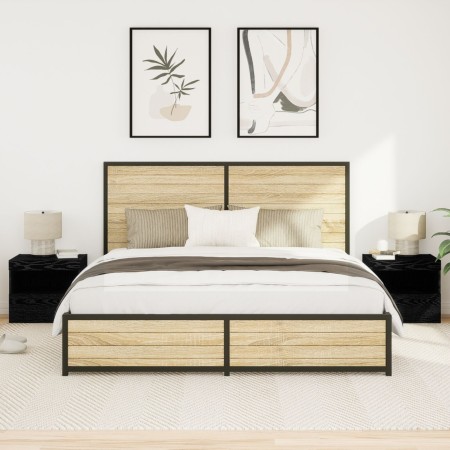 Cajones de Noche  con Luces LED 2 pcs Negro Roble 50x40x45 cm | Foro24.es | Tu tienda online para hogar, jardín y más Foro24.es