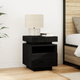 Cabinet de Noche con Luces LED Roble Negro 40x39x48,5 cm de , Mesitas de noche - Ref: Foro24-862186, Precio: 75,31 €, Descuen...