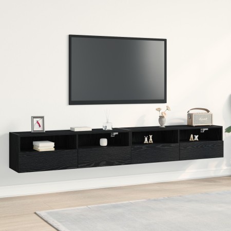 Gabinetes de Pared para TV 2 pcs Negro Roble 100x30x30 cm Madera Elaborada de , Muebles TV - Ref: Foro24-862193, Precio: 108,...