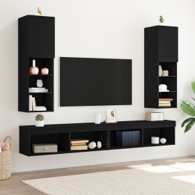 Comprar Gabinete de TV LED 2 pcs Negro Roble