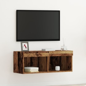 Mueble de pared para TV con luces LED de madera envejecida 80x30x30 cm de , Muebles TV - Ref: Foro24-862200, Precio: 46,69 €,...