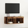 Mueble de pared para TV con luces LED de madera envejecida 80x30x30 cm de , Muebles TV - Ref: Foro24-862200, Precio: 46,69 €,...