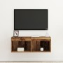 Mueble de pared para TV con luces LED de madera envejecida 80x30x30 cm de , Muebles TV - Ref: Foro24-862200, Precio: 46,69 €,...