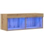 Gabinete de pared para TV  con luces LED Roble Artesano 80x30x30 cm | Foro24.es | Tu tienda online para hogar, jardín y más Foro24.es