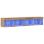 Gabinetes para TV de con luces LED 2 piezas en roble artesanal 80x30x30 cm de , Muebles TV - Ref: Foro24-862203, Precio: 72,3...