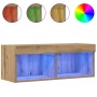 Gabinetes para TV de con luces LED 2 piezas en roble artesanal 80x30x30 cm de , Muebles TV - Ref: Foro24-862203, Precio: 72,3...