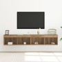 Gabinetes para TV de con luces LED 2 piezas en roble artesanal 80x30x30 cm de , Muebles TV - Ref: Foro24-862203, Precio: 72,3...