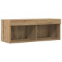 Gabinetes para TV de con luces LED 2 piezas en roble artesanal 80x30x30 cm de , Muebles TV - Ref: Foro24-862203, Precio: 72,3...