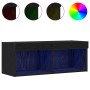 Muebles para TV con luces LED 2 pcs Roble Negro 80x30x30 cm de , Muebles TV - Ref: Foro24-862205, Precio: 76,90 €, Descuento: %
