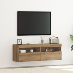 Gabinetes de TV con luces LED 2 pcs Roble artesanal 60x30x40 cm de , Muebles TV - Ref: Foro24-862209, Precio: 86,24 €, Descue...