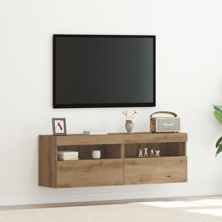 Gabinetes de TV con luces LED 2 pcs Roble artesanal 60x30x40 cm de , Muebles TV - Ref: Foro24-862209, Precio: 86,24 €, Descue...