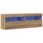 Gabinetes de TV con luces LED 2 pcs Roble artesanal 60x30x40 cm de , Muebles TV - Ref: Foro24-862209, Precio: 86,24 €, Descue...