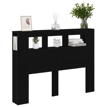 Cabecero LED Negro Roble 140x18,5x40 cm Madera elaborada de , Cabeceros y pies de cama - Ref: Foro24-862212, Precio: 96,91 €,...