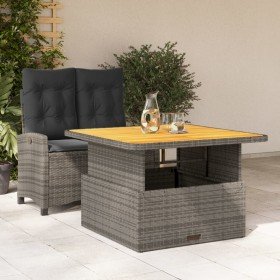 Juego de comedor jardín 2 pzas con cojines ratán sintético gris en Conjuntos de jardín | Comprar online en Foru.es