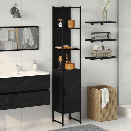 Armario de Baño Negro Roble 33x33x185,5 cm Madera Ingenierizada de , Tocadores de baño - Ref: Foro24-862240, Precio: 85,03 €,...