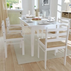 Sillas de comedor 6 unidades madera maciza y terciopelo blanco en Sillas de comedor | Comprar online en Foru.es