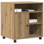 Soporte para impresora con ruedas Roble Artisan 60x50x67 cm de , Soportes para impresoras - Ref: Foro24-862283, Precio: 96,95...