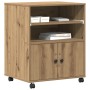 Soporte para impresora con ruedas Roble Artesanal 60x48x74 cm de , Soportes para impresoras - Ref: Foro24-862286, Precio: 101...