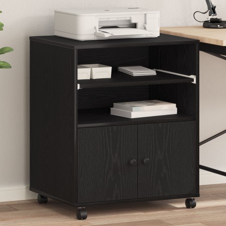 Soporte para Impresora con Ruedas de Madera Negra 60x48x74 cm de , Soportes para impresoras - Ref: Foro24-862287, Precio: 103...