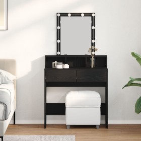 Mesa de Tocador con Espejo y Luces LED de Madera de Roble Negro de , Tocadores para dormitorios - Ref: Foro24-862302, Precio:...