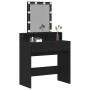Mesa de Tocador con Espejo y Luces LED de Madera de Roble Negro de , Tocadores para dormitorios - Ref: Foro24-862302, Precio:...