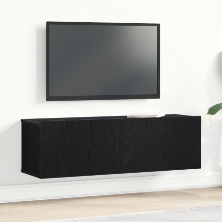 Mueble de TV Montado en la Pared de Roble Negro 100x30x30 cm Hecho de Madera Ingenierizada de , Muebles TV - Ref: Foro24-8624...
