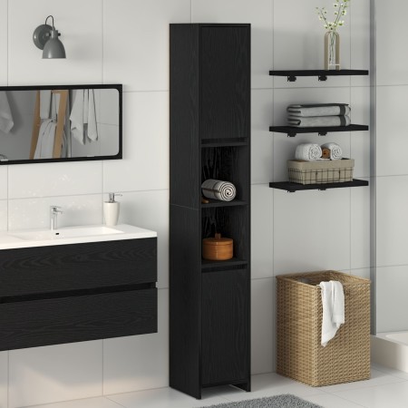 Armario de baño Negro Roble 30x30x183,5 cm Madera elaborada de , Muebles de baño - Ref: Foro24-862505, Precio: 92,20 €, Descu...