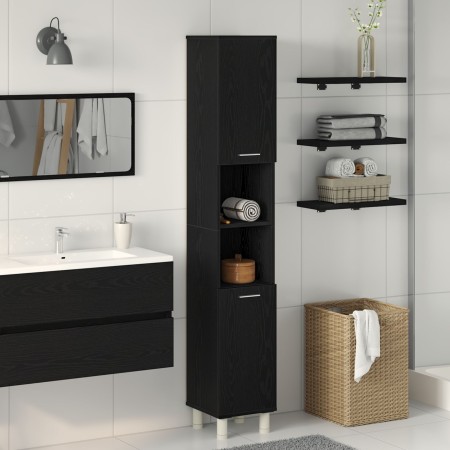 Gabinete de baño Negro Roble 30x30x179 cm Madera de , Muebles de baño - Ref: Foro24-862513, Precio: 85,72 €, Descuento: %