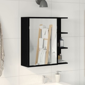 Espejo de baño con armario negro de roble, tamaño 62,5x20,5x64 cm, hecho de madera de , Tocadores de baño - Ref: Foro24-86252...
