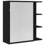 Espejo de baño con armario negro de roble, tamaño 62,5x20,5x64 cm, hecho de madera de , Tocadores de baño - Ref: Foro24-86252...