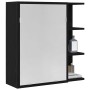Espejo de baño con armario negro de roble, tamaño 62,5x20,5x64 cm, hecho de madera de , Tocadores de baño - Ref: Foro24-86252...